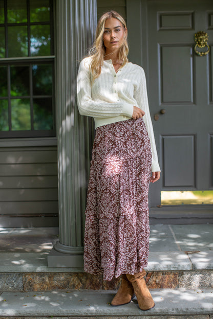 Marea Brooklyn Skirt in Chocolate Lace Floral