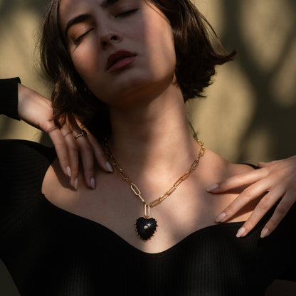 Thatch Malene Onyx Heart Necklace