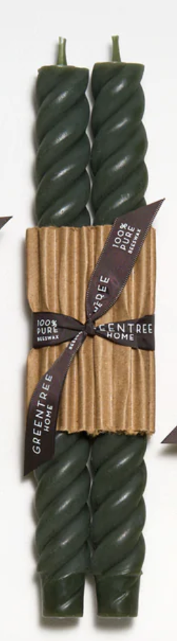 dark green rope tapered candles