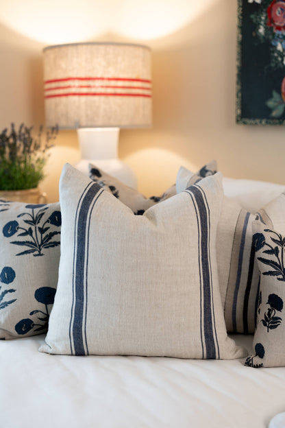 Marseille Stripe Throw Pillow Blue Natural 22"x22"