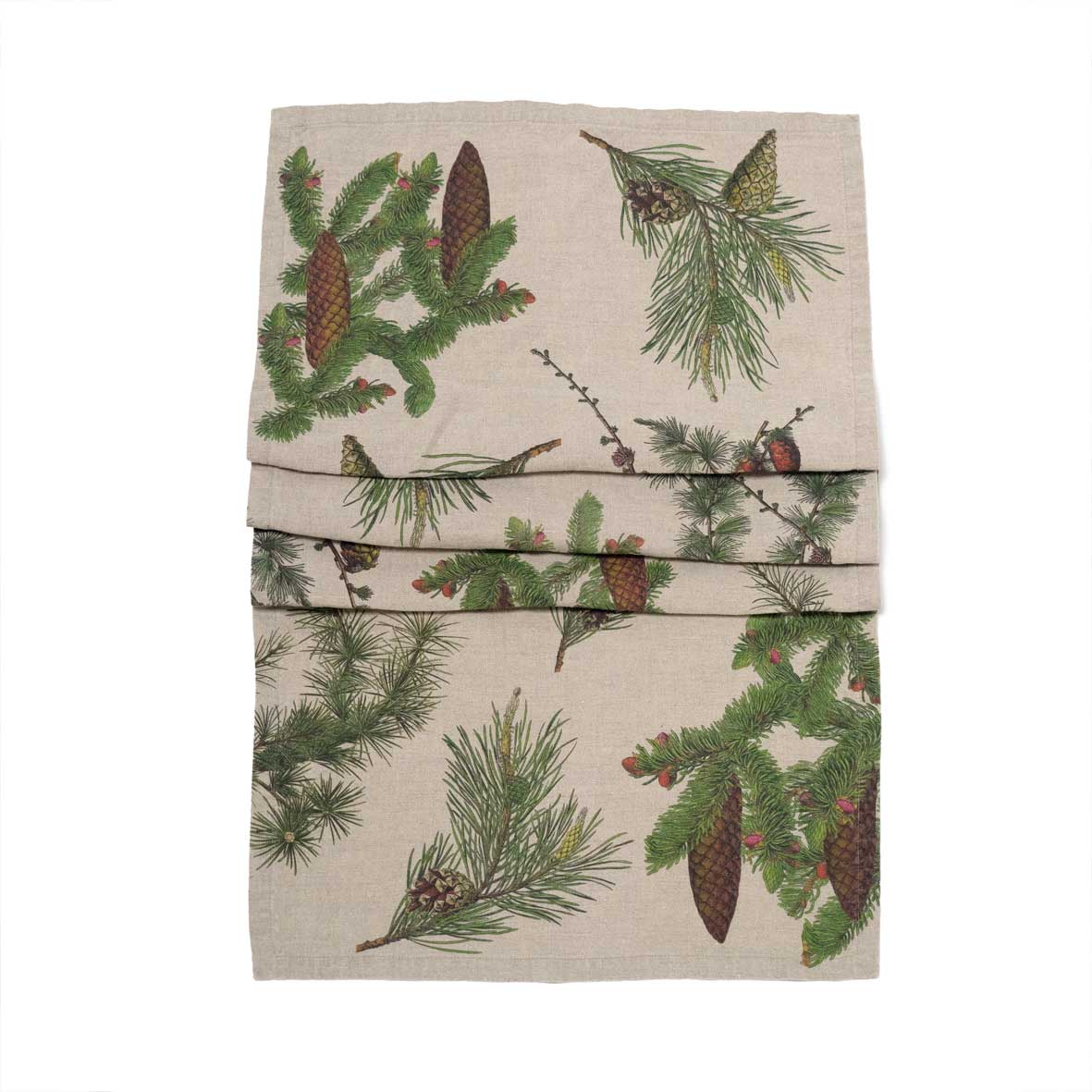 Shady Conifers Linen Table Runner 18" x 54"