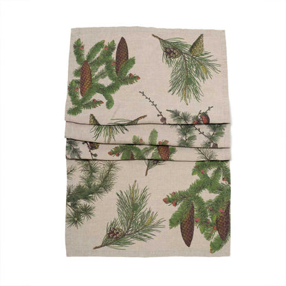 Shady Conifers Linen Table Runner 18" x 54"