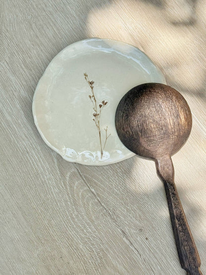 Hand-Painted Floral Spoon Rest, Brown