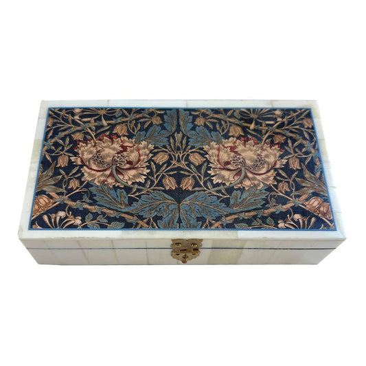 William Morris Honeysuckle Printed Trinket Box, 6-1/4" William Morris Corncockle Printed Trinket Box, 6-1/4"