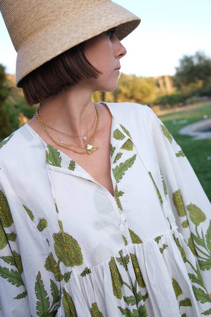 Taj Mini Dress Green Flower Block Print