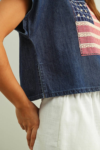 Flag Patched Dolman Sleeve Top