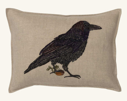 Blackbird with Acorn Pillow