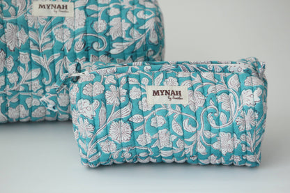 Teal thistle print travel/makeup/organizer/bag-Set of 3 
