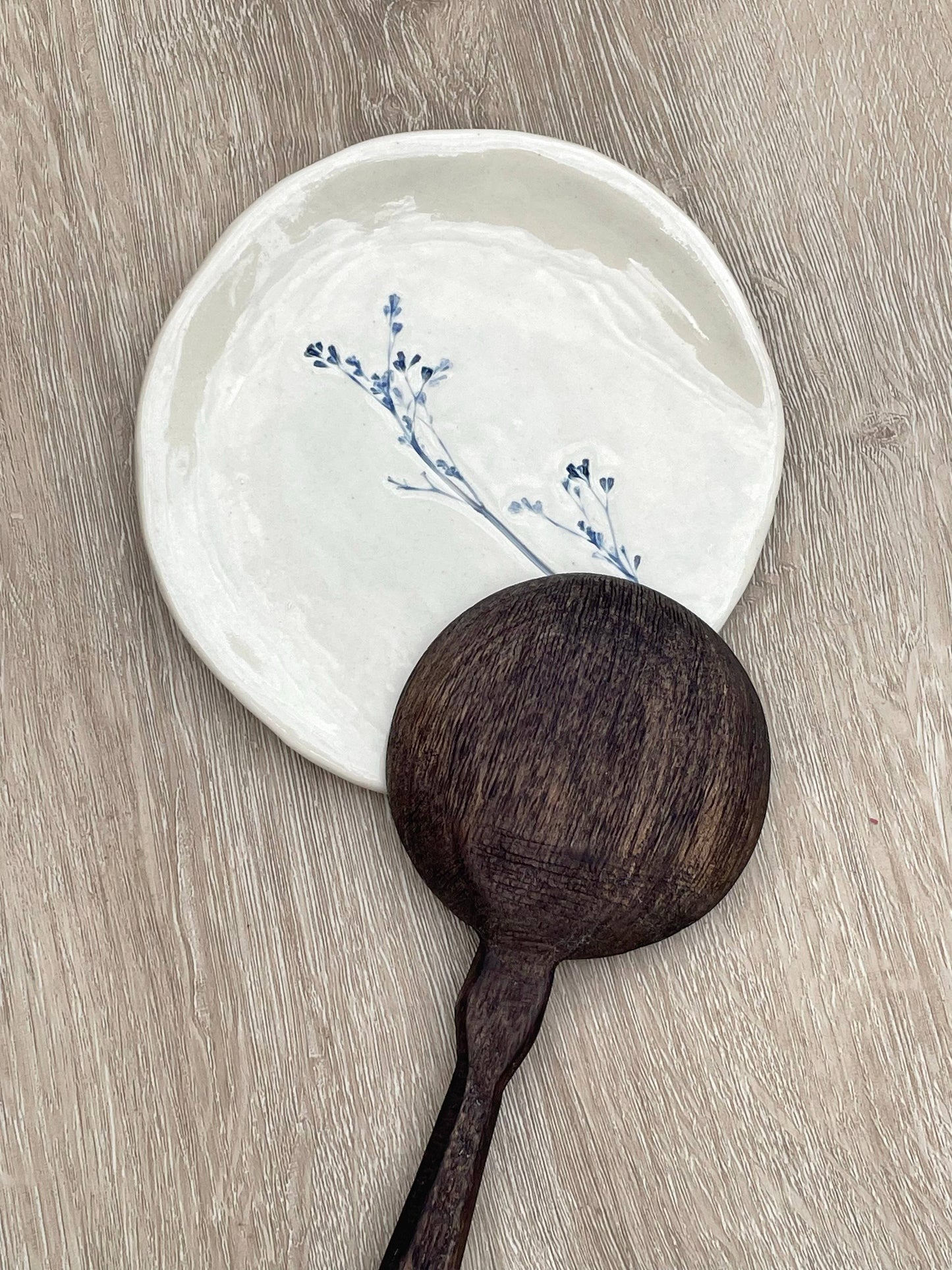 Hand-Painted Floral Spoon Rest, Blue