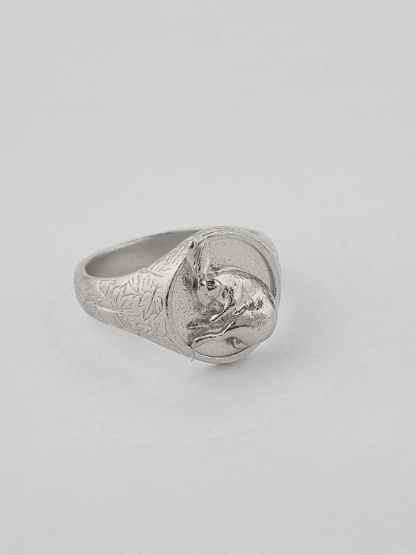 Engraved Sleeping Hare Signet Ring