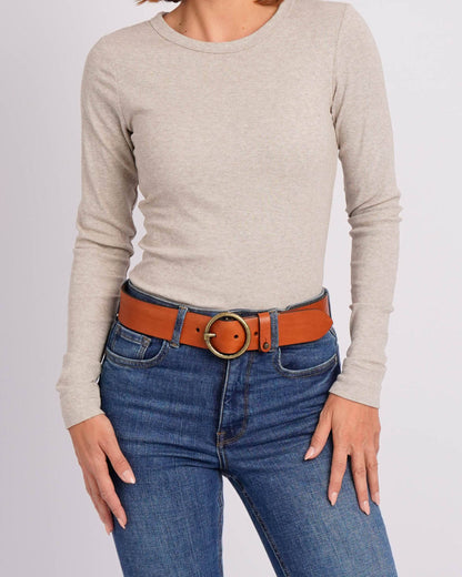 Vintage Full-Grain Leather Belt for Women
