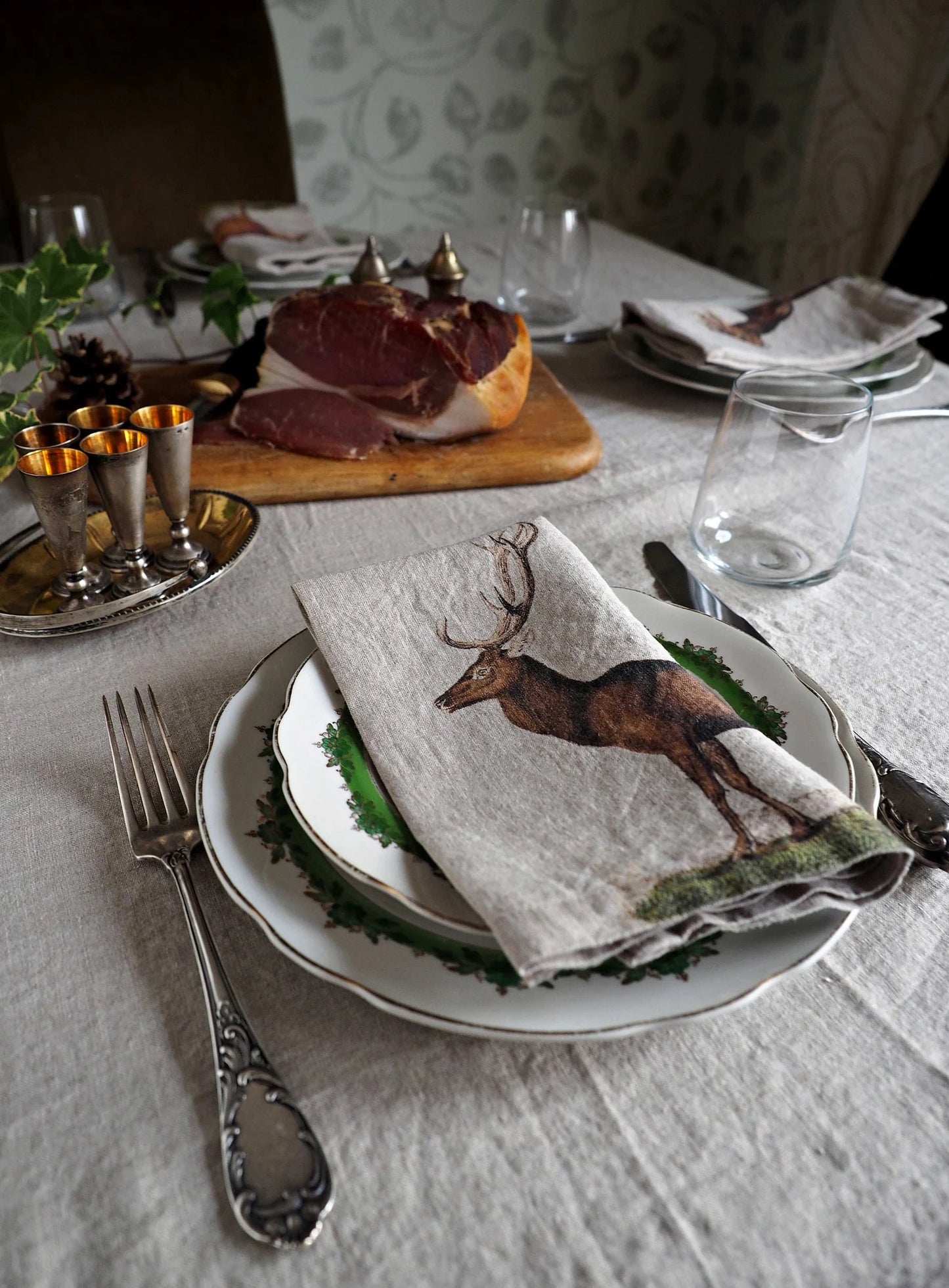 Wild Animals Linen Dinner Napkins