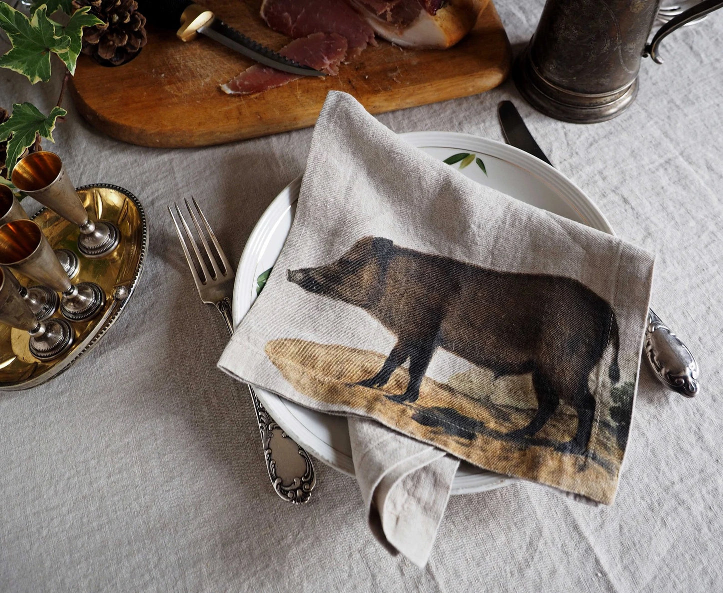 Wild Animals Linen Dinner Napkins