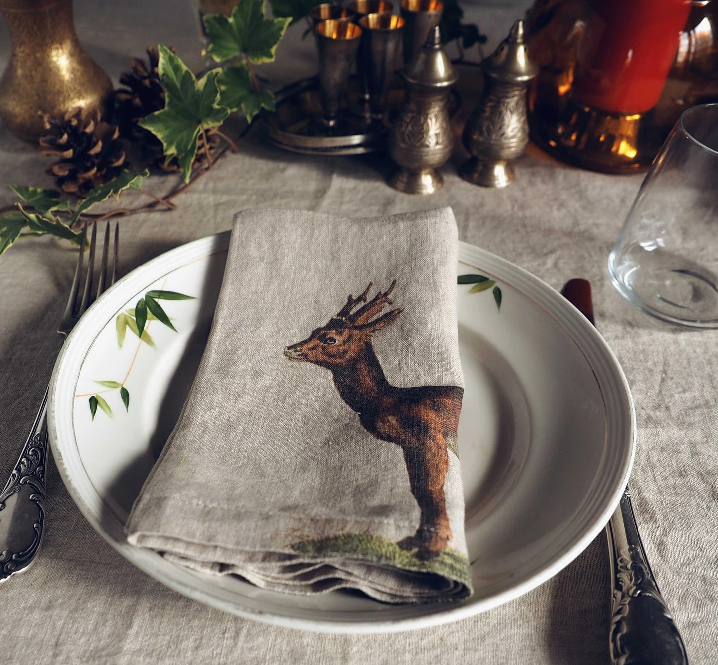 Wild Animals Linen Dinner Napkins