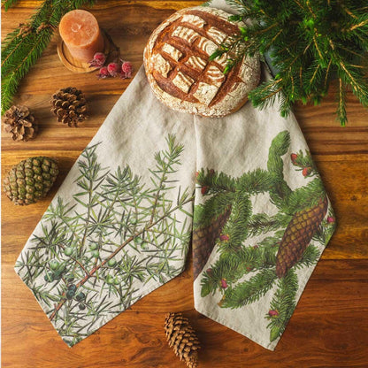 Conifer Trees Linen Napkins Set of 6 Different Patterns