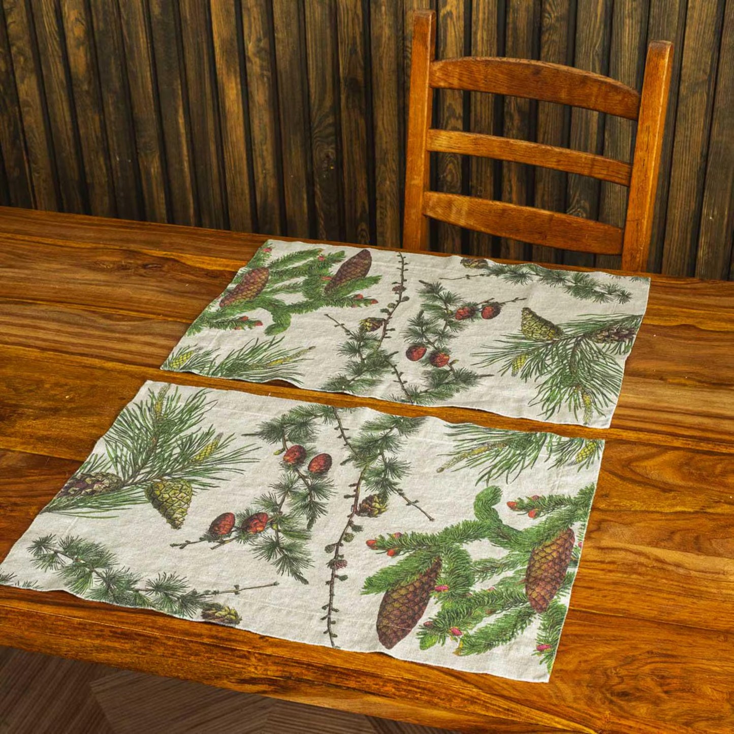 Shady Conifers Linen Placemats - Set of 2