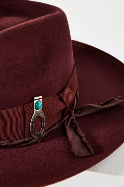 Wyeth Boone Wool Felt Rancher Hat in Burgundy