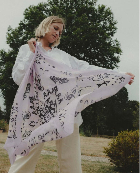 The Maison Lecomte Flament Lilac Bandana Scarf