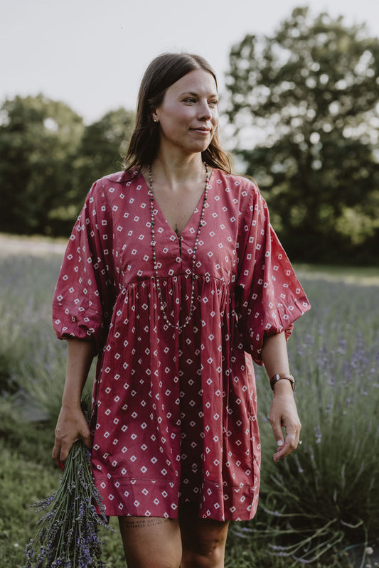 Emerson Fry Bastian Beach Dress in Antique Rouge Diamonds