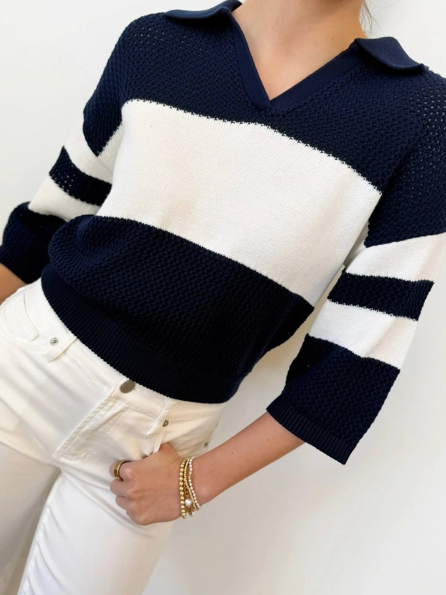 Zuri Johnny Collar Mesh Rugby Pullover