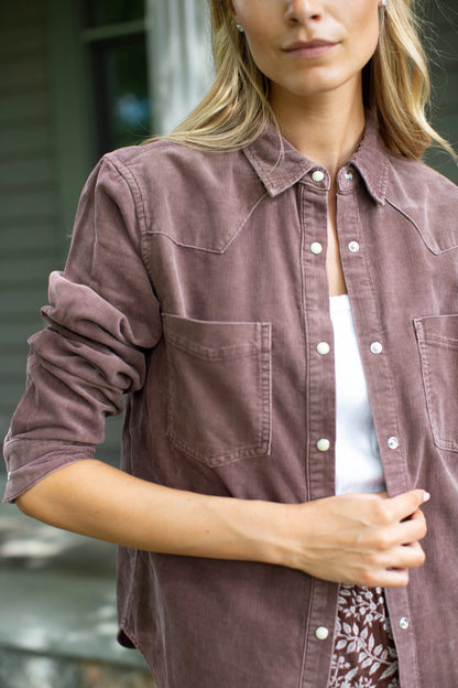 Marea Corduroy Western Shirt in Brown