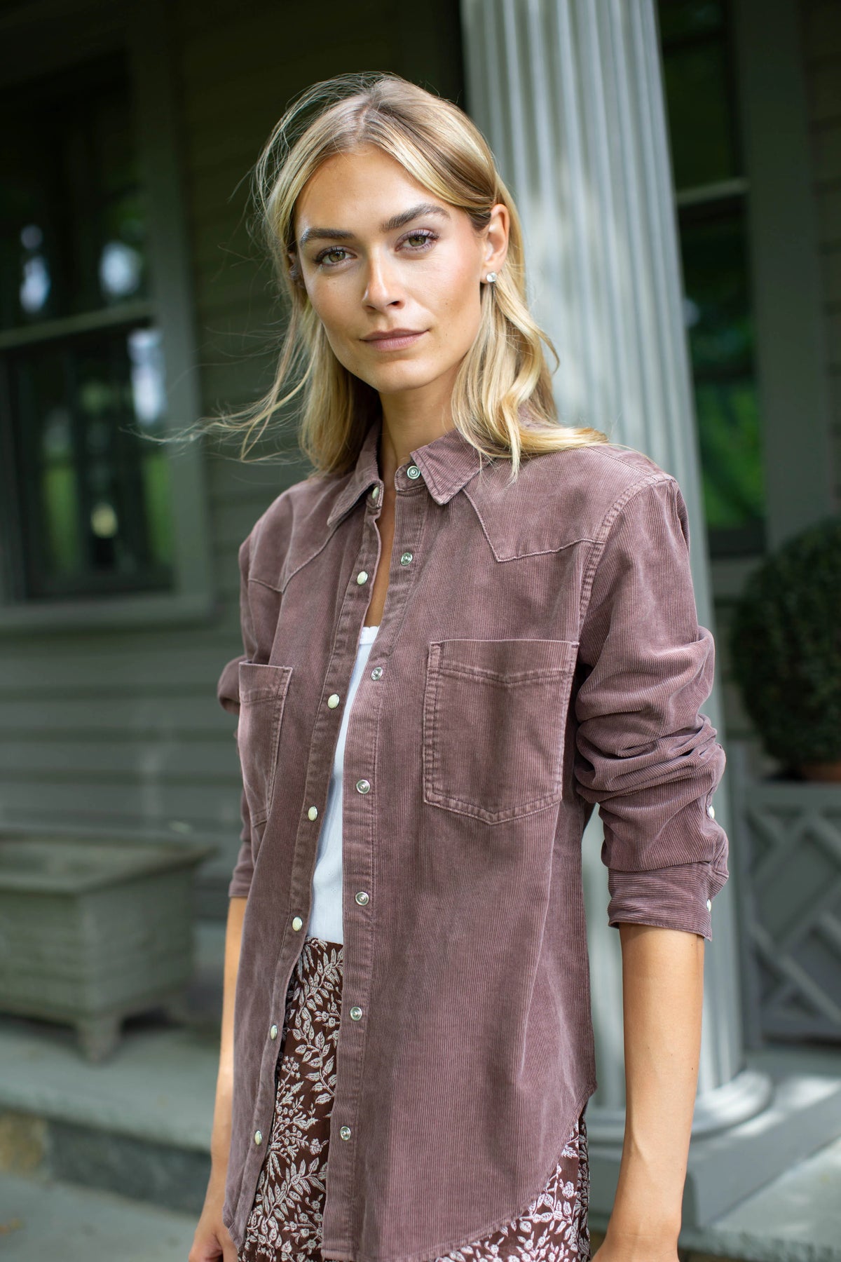 Marea Corduroy Western Shirt in Brown
